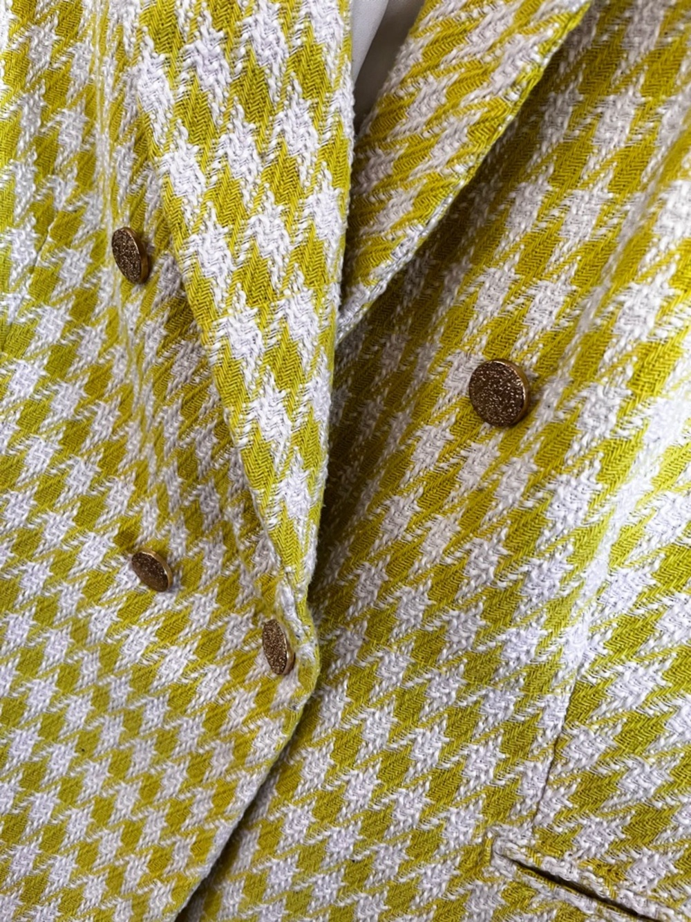 Nanette Lepore Lime and White Houndstooth Sleeveless Blazer Vest - Picture 7 of 11